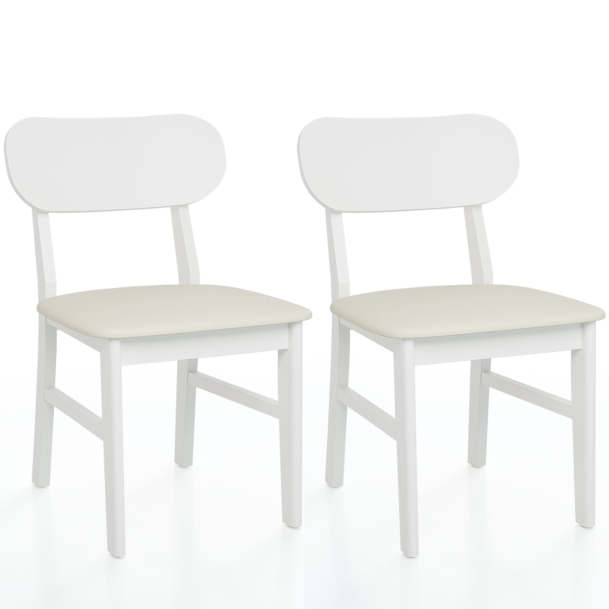 Modern Wooden Dining Chairs Set Of 2 With Solid Wood Legs White_voghion.com